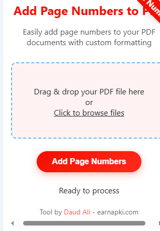 Add page numbers to PDF