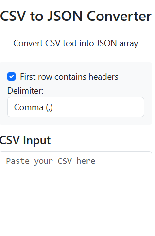CSV to JSON Converter