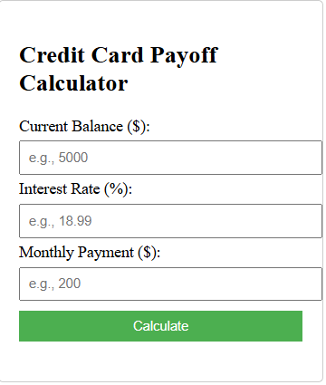 Credit Card Payoff Calculator