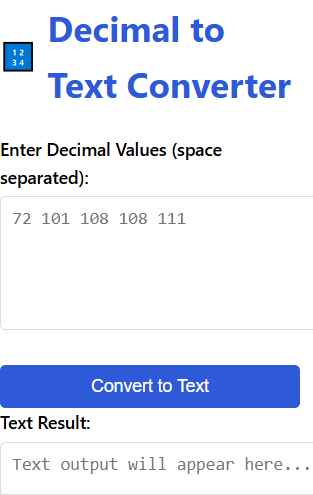 Decimal to Text Converter