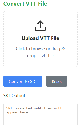 Convert VTT to SRT