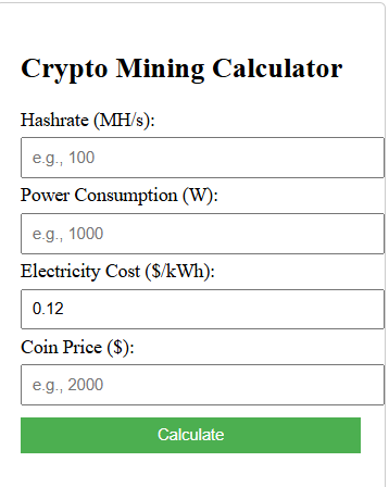 Crypto Mining Calculator