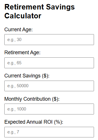 Retirement Savings Calculator