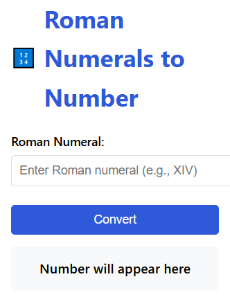 Roman Numerals to Number