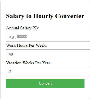 Salary to Hourly Converter