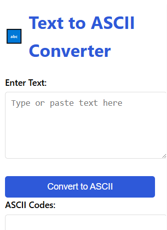 Text to ASCII C
