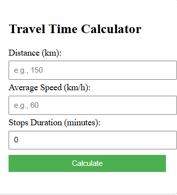 Travel Time Calculator