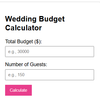 Wedding Budget Calculator