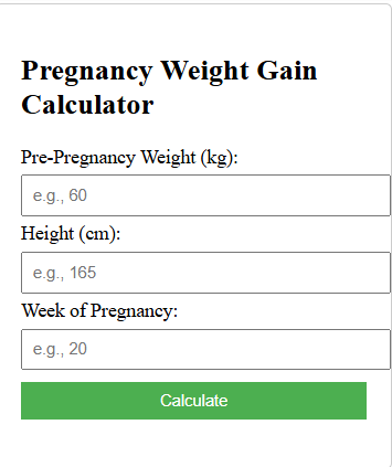Pregnancy Weight Gain Calculator