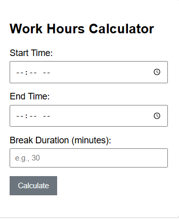 Work Hours Calculator